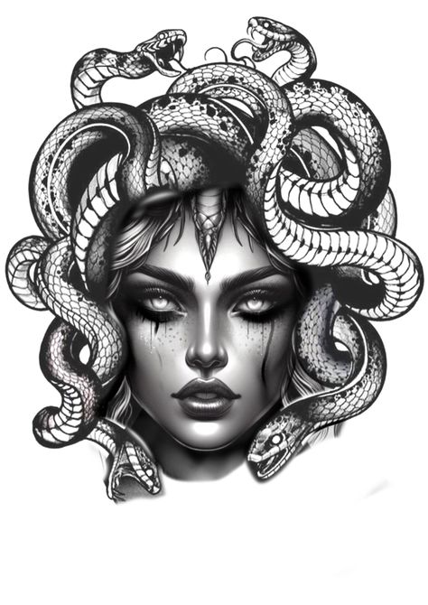 Medusa Drawing, Chicanas Tattoo, Medusa Tattoo Design, Medusa Art, Girl Face Tattoo, Greek Mythology Tattoos, Tattoos Geometric, Egyptian Tattoo, Mythology Tattoos