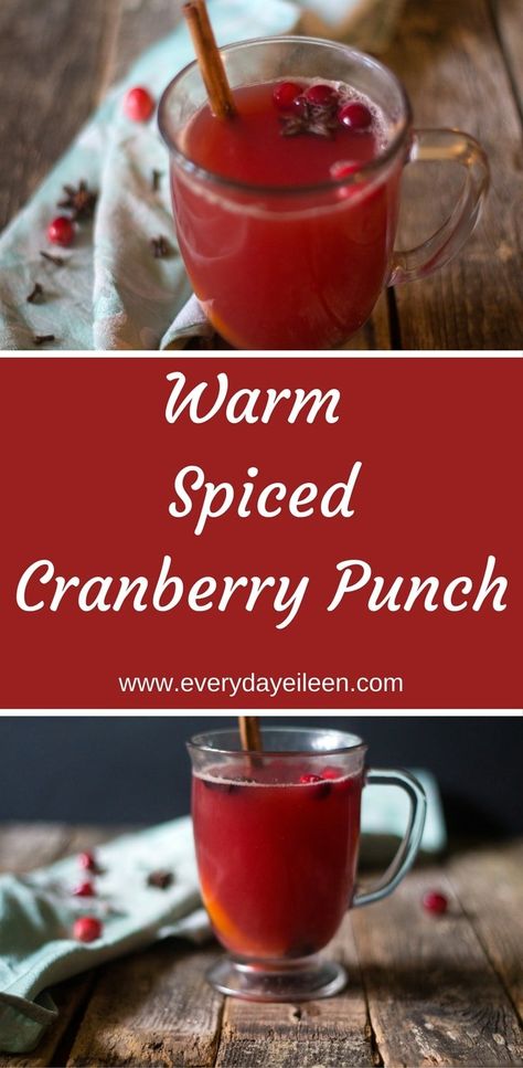 Warm Spiced Cranberry Punch Hot Cranberry Punch, Cranberry Cider, Cranberry Punch, Dietitian Recipes, Cranberry Drinks, Chicory Recipe, Christmas Punch Recipes, Christmas Delights, Holiday Punch