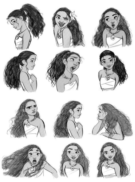 Moana Facial Expressions, Disney Character Reference, Moana Illustration Art, Disney Style Illustration, Moana Expressions, Disney Princess Character Design, Moana Illustrations, How To Draw Disney Style, Moana Character Design