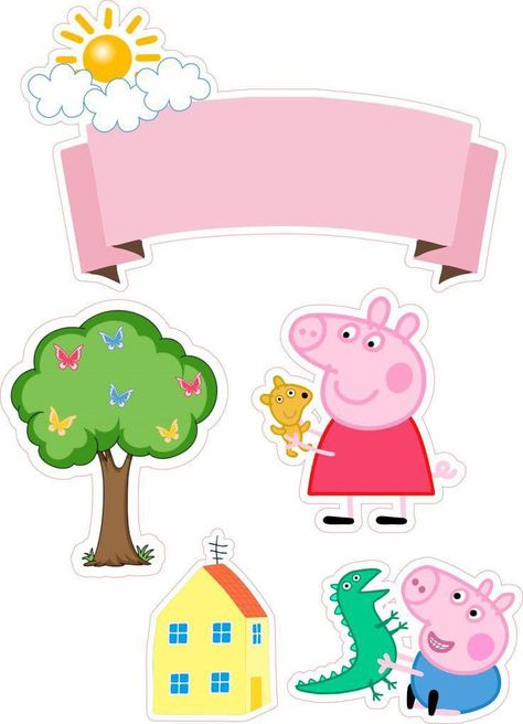 Peppa Pig Topper, Pig Birthday Theme, Peppa Pig Happy Birthday, Peppa Pig Stickers, Peppa Pig Birthday Decorations, Cinderella Birthday Cake, Peppa Pig Decorations, Peppa Pig Birthday Party Decorations, Peppa Pig Cake Topper