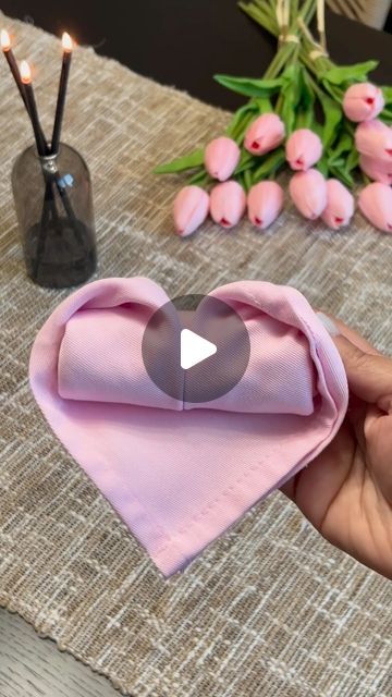 Blanca Alonso on Instagram: "💗Wishing everyone a beautiful weekend! How adorable is this Heart napkin by the lovely @swes_decornmore 💗 Make sure to follow her for more beautiful home decor and inspirational posts 💗  #homedecor #home #glamhome" Heart Napkin Fold, Diy Christmas Gifts Funny, Hand Towel Crafts, Towel Folding Ideas, Beautiful Napkin Folding, 21 Dinner, Napkin Folding Ideas, Fancy Napkin Folding, Fancy Towels