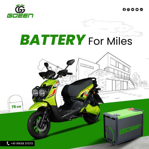 "Go Extra Miles With Goeen Chalo 1000 " Book Your Test Ride - +919163837373 #miles #chalo #goeen #electricvehicle #electricscooter #Battery #ev #booknow #testride Car Battery Creative Ads, Car Advertising Design, Motorcycle Battery, Social Media Advertising Design, Motion Design Video, Design Video, Car Advertising, Extra Mile, Electric Motorcycle