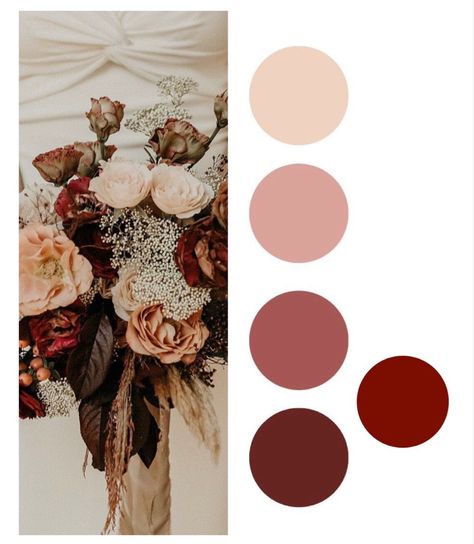 Blush And Burgundy Color Palette, Burgundy Color Pallet, Burgundy Pallet, Maroon Wedding Theme Color Palettes, Burgundy Blush Wedding, 2025 Wedding Trends Color Schemes, Maroon Color Palette, 40th Anniversary Ideas, Brown Wedding Themes