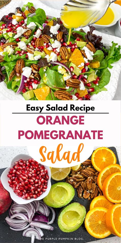 Spinach Salad With Oranges, Orange Spinach Salad, Orange Pomegranate, Orange Champagne, Salad With Goat Cheese, Champagne Vinaigrette, Creamy Goat Cheese, Holiday Salads, Citrus Recipes