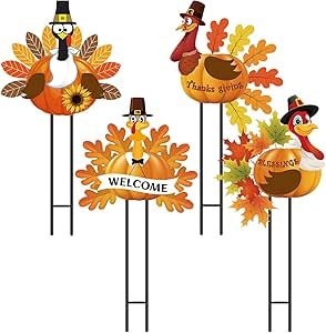 Outdoor Thanksgiving Decorations Yard, Thanksgiving Outdoor Decorations, Thanksgiving Decorations Outdoor, Turkey Decor, Thanksgiving Blessings, Metal Pumpkins, Yard Decorations, Garden Porch, Thanksgiving Parties