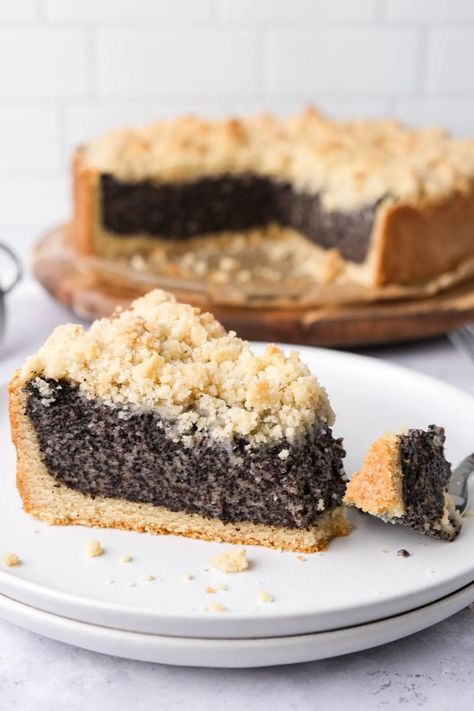 Mohnkuchen (German Poppy Seed Cake) - Recipes From Europe Poppy Seed Recipes, Poppy Seed Cake Recipe, Czech Desserts, Classic Coffee Cake, German Food Authentic, Poppy Cake, German Desserts, German Cake, German Baking