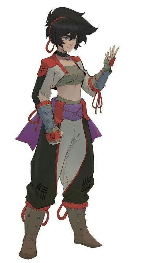 Fighter Clothes Drawing, Fighter Outfits Female, Fighter Design Character Concept, Fantasy Monk Art, Female Fighter Outfit, Dnd Fighter Outfit, Fighter Outfit Character Design, Character Design Fighter, Dnd Monk Female