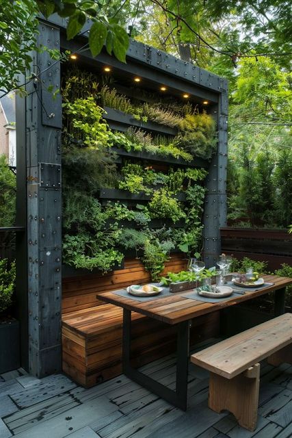 Herb garden gatherings, outdoor dining, herbs al fresco Small Home Garden Ideas Outdoor, Square Garden Ideas, Deck Garden Ideas, Small Patio Gardens, Patio Area Ideas, Outdoor Oasis Backyard, Tiny Patio Ideas, Small Patio Area, Patio Ideas On A Budget