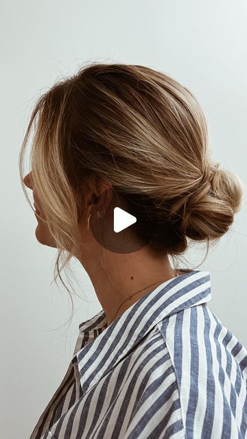 Low Bun With Shoulder Length Hair, Easy Twist Bun Hairstyles, Elegant Low Bun Short Hair, Hair Bun Bridesmaid, Shoulder Length Hair Hairstyles Ideas, Hair Do Ups Easy, Low Bun Medium Length Hair Tutorial, Professional Hairstyles For Work Medium Easy Updo, Med Length Hair Updos Simple