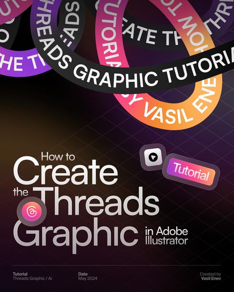 Tutorial • How to create the @threads graphic in @adobe Illustrator ❤️‍🔥 I’ve prepared this tutorial a few days ago, and happily sharing it as a post for everyone who would like to test it. It’s broken down to simple steps on how to create the #threads social media graphic of their brand’s identity. It’s a pretty fun process and I would love to see your results. Make sure to comment or DM me with questions! 🫶🏻 And as requested I’ll be sharing the Ai files soon! • #tutorial #uitrends #uir... Adobe Photoshop Design, Self Branding, Design Theory, Graphic Design Ads, Instagram Tutorial, Graphic Design Tips, Illustrator Tutorials, Event Flyer, Photoshop Design