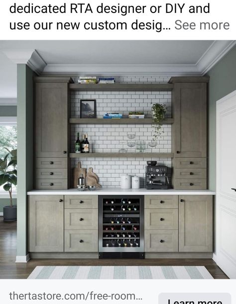 Drink Station Home, Beverage Station, Drink Station, House Ideas, Kitchen Cabinets, Drinks