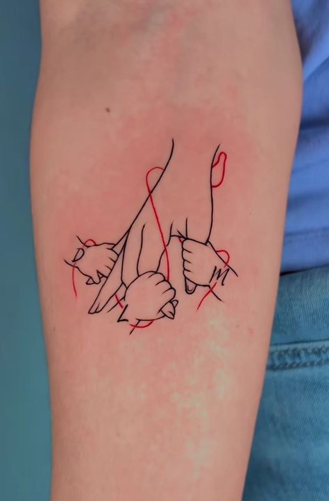 Tattoo To Represent Children, Red String Tattoo, Lioness And Cub Tattoo, Hibiscus Tattoo, Mom Tattoo Designs, Tattoos With Kids Names, Feather Tattoo Design, Mother Tattoos, Floral Tattoo Sleeve