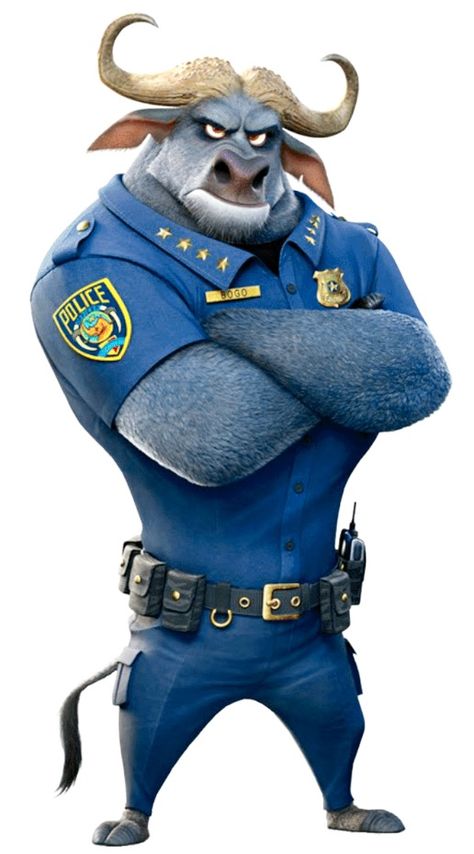 Chief Bogo from Zootopia Zootopia Chief Bogo, Zootopia Movie, Chief Bogo, Disney Zootropolis, Zootopia 2016, Zootopia Characters, Disney Zootopia, Images Disney, Cardboard Cutout