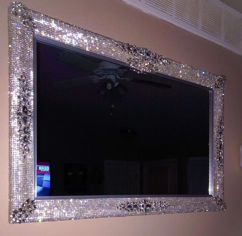 Custom Mirror | Etsy Diy Mirrors, Diy Mirror Frame, Glitter Home Decor, Rhinestone Mirror, Rv Redo, Diva Den, Glitter Mirror, Custom Mirror, Modern Mailbox