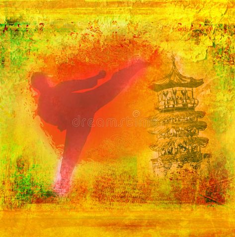 Karate man - Grunge background vector illustration Karate Background, Ninja Japan, Word Symbols, Character Symbols, Light Flare, Grunge Background, Stock Photography Free, Red Light, Light Red