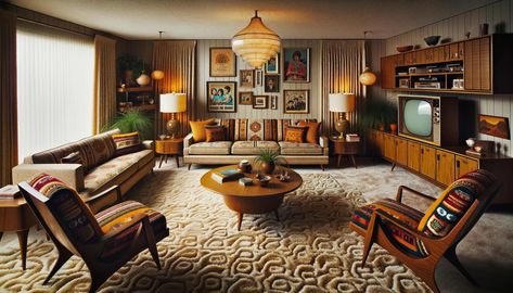 1970s Modern Interior Design, 30s Interior Design, 70s Living Room 1970s Interior, 70s House Aesthetic, 70 House, 70s Inspired Living Room, 1970s Living Room, 70s Living Room, 70s Interior Design