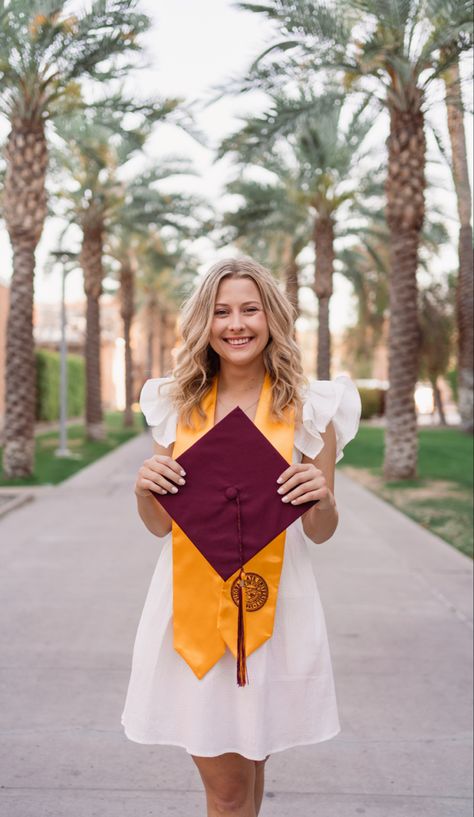 Senior pictures, cap and gown, collage pictures Arizona State Graduation Pictures, Picture With Cap, Arizona State University Graduation, University Senior Pictures, Grad 2023, Northern Arizona University, Grad Pictures, Future School, Graduation 2024