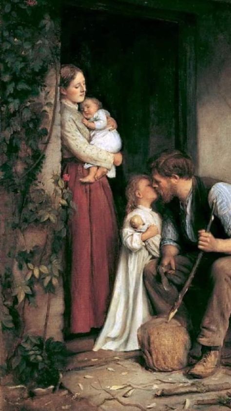 Family Happiness, Read Caption, Victorian Paintings, Mother Art, Dante Alighieri, Cottage Art, Family Illustration, Classic Paintings, Old Paintings