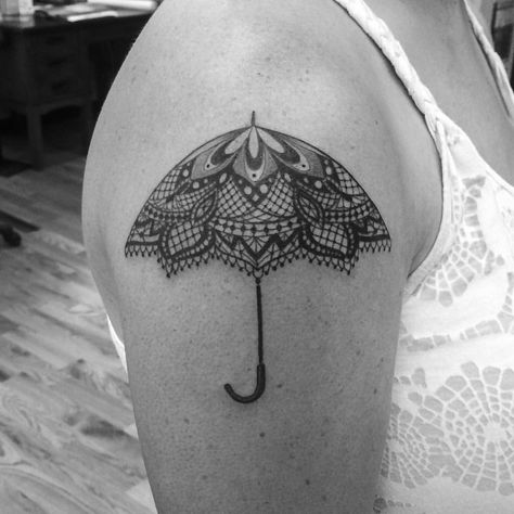 Umbrella Tattoos - Askideas.com Masonic Tattoos, Umbrella Tattoo, Spiral Tattoos, Street Tattoo, Small Tattoos With Meaning, Fire Tattoo, Sun Tattoos, Lace Tattoo, Shoulder Tattoos For Women