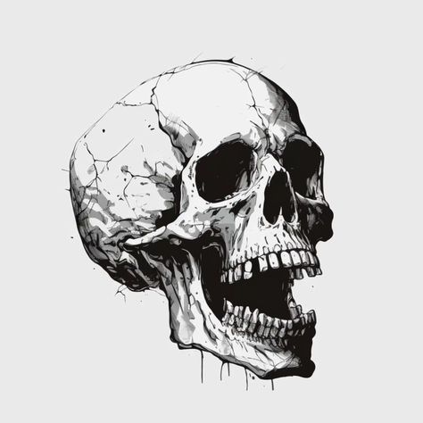 Drawing Reference Images, Skull Drawing Reference, Drawing Yourself, Deformed Skull, Skull Side View, Skull Drawing Sketches, Cool Skull Drawings, Badass Drawings, Skull Reference