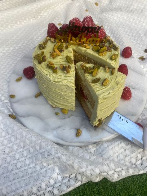 Pistachio Cake Aesthetic, Birthday Cake Pistachio, Pistachio Birthday Cake, Pistachio Lemon Cake, Slime Cake, Broken Windows, Cake Decor Ideas, Nutella Cake, Pretty Cake