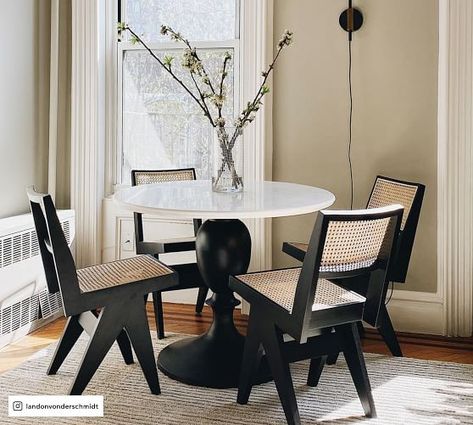 entry table round | Pottery Barn Round Black Dining Table, Dining Table Pottery Barn, Marble Pedestal Dining Table, Round Dining Table Decor, Circle Dining Table, Black Round Dining Table, Top Kitchen Table, Round Marble Table, Marble Pedestal