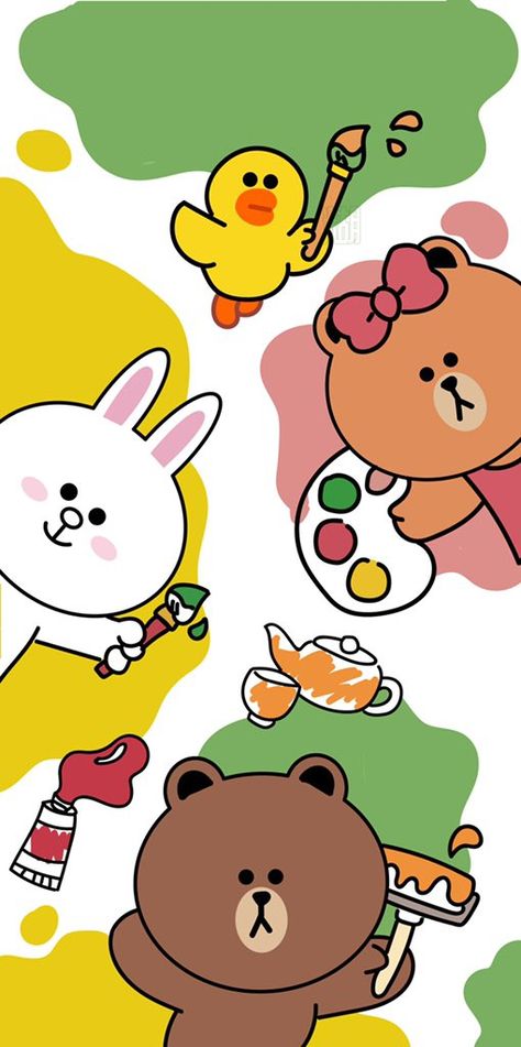 Friends Wallpaper Iphone, Line Friends Wallpaper, Sally Line, Minimalist Iphone Wallpaper, Line Character, Brown And Cony, Line Wallpaper, Cony Brown, Brown And Friends