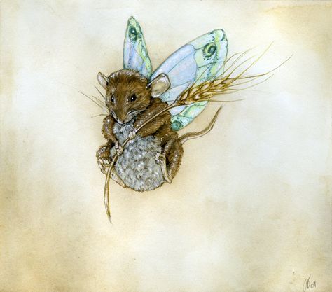 FAIRY MOUSE BY JULIE BAROH Fairy Mouse Drawing, Fairy Mouse Tattoo, Mouse With Wings, Fairy Mouse, Elves And Fairies, Fairy Artwork, Love Fairy, Cute Mouse, Fairytale Art