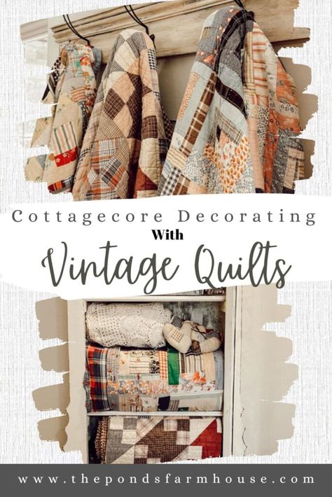 Quilt Decorating Ideas, Grandmother Quilt, Stripping Furniture, Coastal Style Decorating, Vintage Ladder, Quilts Vintage, Quilt Display, Thrift Store Decor, Quilts Decor