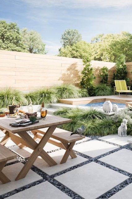 These small backyard layout ideas will save space and instantly make your compact plot feel bigger and brighter.  Image credit: Getty Images/Bulgac Small Backyard Layout Plans, Long Narrow Backyard Landscaping, Small Backyard Layout Ideas, Backyard Layout Ideas Rectangle, Small Backyard Layout, Backyard Layout Ideas, Small Garden Layout, Arizona Garden, Arizona Gardening