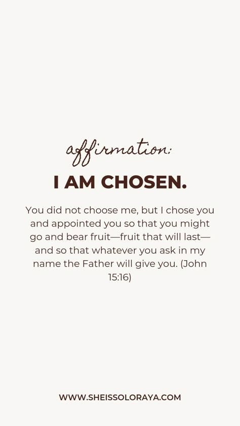 You Lack Nothing, Blxst Chosen, You Are Chosen By God, I Am Chosen By God, Chosen Aesthetic, Biblical Words Of Affirmation, Chosen By God, Lack Of Faith, The Chosen Devotional