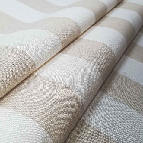 Devon Stripe Fabric - Cream | Ian Mankin Cream Roman Blinds, Linen Upholstery Fabric, Measuring Curtains, Curtain Lining Fabric, Types Of Curtains, Lined Curtains, Stripe Fabric, Check Fabric, Curtain Material