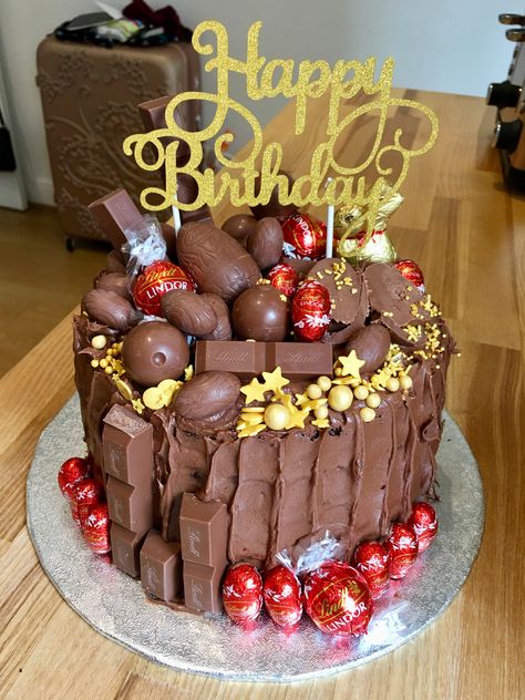 Lindor Chocolate birthday cake Lindt Cake Birthday, Lindor Chocolate Cake, Lindor Cake Birthday, Lindor Cake, Lindt Chocolate Cake, Lindt Cake, Chocolate Bar Cakes, 50 Cake, Chocolate Lindt