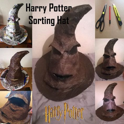 Harry Potter Sorting Hat: 7 Steps (with Pictures) Sorting Hat Drawing, Harry Potter Hat, Harry Potter Theme Birthday, Cumpleaños Harry Potter, Harry Potter Sorting, Hat Drawing, Harry Potter Sorting Hat, Prize Box, Paper Mache Projects