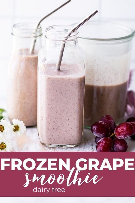 Grape Smoothie, Frozen Fruit Smoothie, Freezer Smoothies, Dairy Free Smoothies, Frozen Grapes, Grape Recipes, Smoothie Recipes Healthy Breakfast, Smoothie Drink Recipes, Yogurt Smoothies