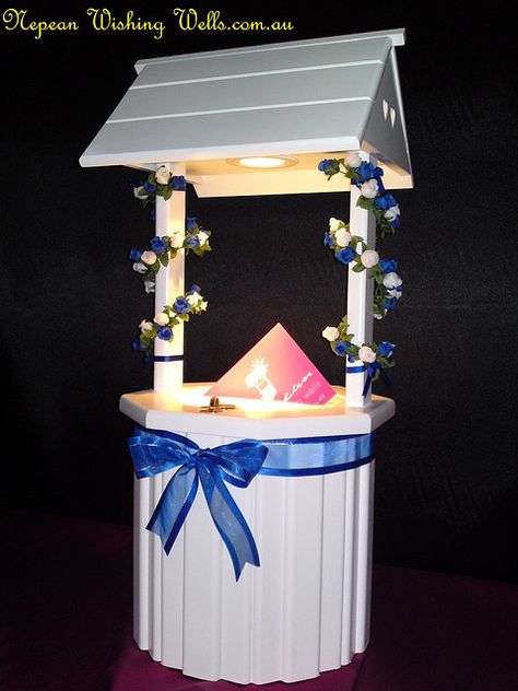 Wedding Wishing Well Diy Wedding Wishing Well, Wishing Well Bridal Shower, Wishing Well Wedding, Wedding Wishing, Kiss The Bride, Money Box Wedding, Prom Theme, Wedding Beach Ceremony, Wedding Gift Boxes