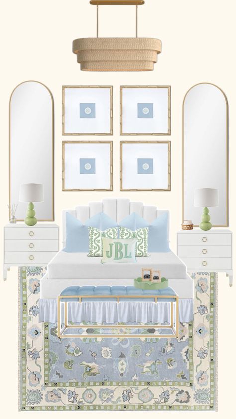 Green Preppy Room, Blue And Green Room, Costal Bedroom, Blue Dorm, Green Preppy, Preppy Bedroom, Brown Rooms, Dorm Living, Green Room