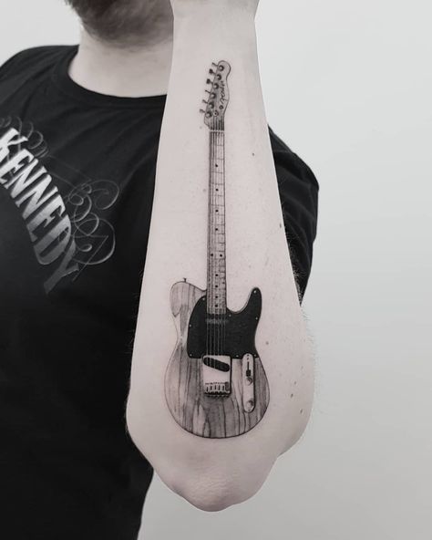 "You can't start a fire without a spark" - Dancing in the Dark The boss @springsteen ' 53/54 telecaster/esquire Still need to do white… Fender Guitar Tattoo, Telecaster Tattoo, Stratocaster Tattoo, Small Music Tattoos, Music Notes Tattoo, Guitar Tattoo, Music Tattoo Designs, Note Tattoo, Tattoo Now