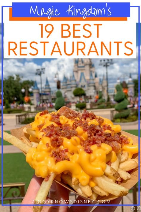 If you are visiting the Magic Kingdom at Disney World this year, then you need this great list from Ziggy Knows Disney! We list 19 of the best restaurants you will find at this theme park so you don't miss out on all that Disney has to offer. You and your family will love the delicious foods they serve! Visit one of these restaurants when you go to Disney World! Best Places To Eat In Disney World, Disney Magic Kingdom Food, Best Food At Magic Kingdom 2023, Magic Kingdom Snacks, Best Disney World Food, Magic Kingdom Christmas, Magic Kingdom Orlando, Magic Kingdom Restaurants, Best Magic Kingdom Restaurants