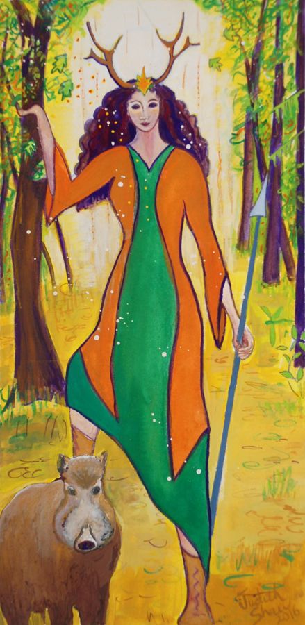 Arduinna, Gaulish Goddess of Forests and Hunting by Judith Shaw Celtic Goddess Art, Celtic Goddesses, Celtic Forest, Welsh Mythology, Forest Goddess, Celtic Moon, Earth Mother, Small Portions, Celtic Goddess