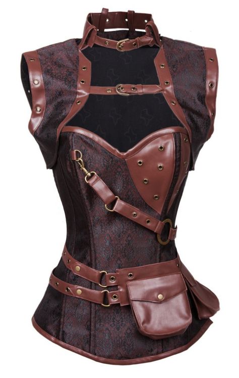 Charmian Womens Steampunk Jacquard Corset: Amazon.ca: Clothing & Accessories Steampunk Corset Dress, Steampunk Mode, Moda Steampunk, Corset Steampunk, Brown Corset, Purple Corset, Corset Training, Style Steampunk, Steampunk Corset