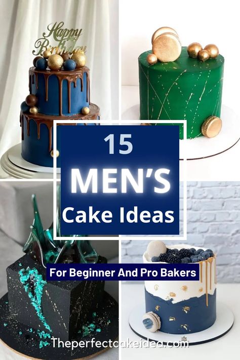 15 Amazing Men's Cake Ideas Suited To Your Baking Level. - The Perfect Cake Idea 20 Birthday Cake Ideas, 70th Birthday Cake For Men, 60th Birthday Cake For Men, 40th Birthday Cakes For Men, 50th Birthday Cakes For Men, Cake Design For Men, Ideas For Your Boyfriend, Unique Cakes Designs, 20 Birthday Cake