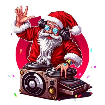 Christmas Party Images, Dj Png, Punk Singer, Punk Illustration, Santa Party, Santa Claus Clipart, Winter Music, Party Cartoon, Face Artwork