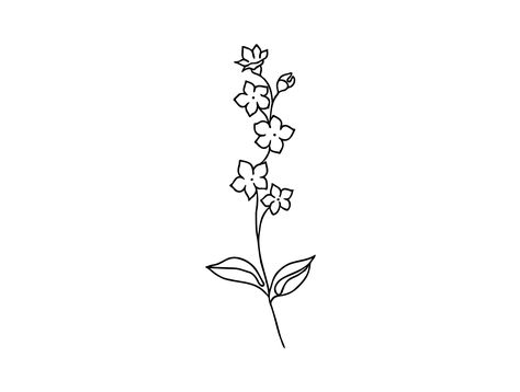 Flower Tattoo Line Art, Art Small Tattoo, Simple Line Art Tattoo, Tattoo Floral Design, Forget Me Not Flower Tattoo, Birth Month Tattoo, September Birth Month, Flower Vine Tattoos, Forget Me Not Tattoo