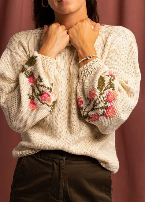 #knitting #embroidery #sweater #diy #handmade Knitting Patterns Womens Sweaters, Cotton Knitted Sweater, Islandic Sweater Pattern Free Knitting, Nordic Sweater Knitting Pattern, Knitting Patterns Fair Isle Sweater, Knitting Colorwork Sweater, Fall Knitting Ideas, Knitting Ideas Clothes, Fall Sweater Knitting Patterns