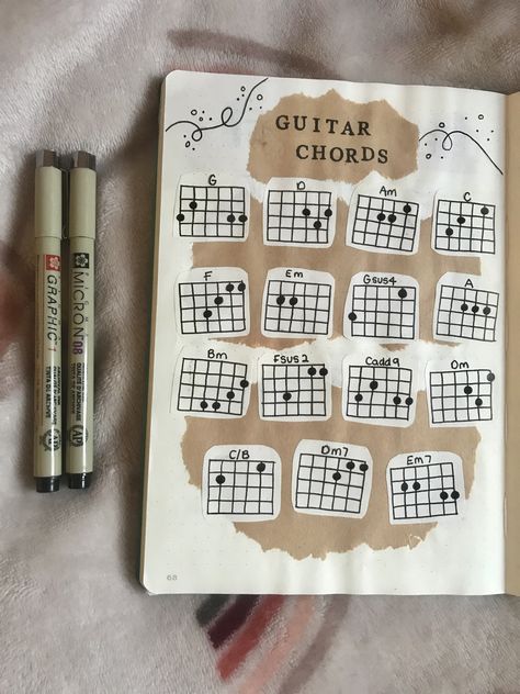 Guitar Chords Aesthetic, Learning An Instrument, Guitar Journal Ideas, Guitar Notes Aesthetic, Guitar Notes For Beginners, Beginner Guitar Chords, Guitar Journal, Guitar Notes Chart, All Guitar Chords