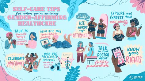 Self-care tips for when you are receiving gender-affirming healthcare | IPPF Gender Affirming Care, Gender Affirmation, Gender Affirming, Fertility Doctor, Low Mood, Supportive Friends, I Am Beautiful, Mental Health Support, Words Of Affirmation