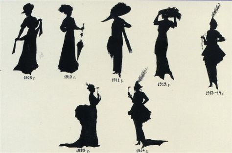 All Edwardian except for one. Kawaii Chainsaw, 1800s Fashion, Fashion Courses, Fashion Silhouette, Silhouette Clip Art, Edwardian Era, Silhouette Art, Print Magazine, Fashion Plates