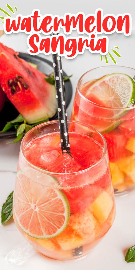 Watermelon Sangria Refreshing Summer Recipe - Love and Marriage Golden Bday, Watermelon Sangria, Sangria Drink, Refreshing Summer Recipes, Watermelon Festival, Alcoholic Punch Recipes, Watermelon Flavor, Birthday Cocktail, Fun Drinks Alcohol