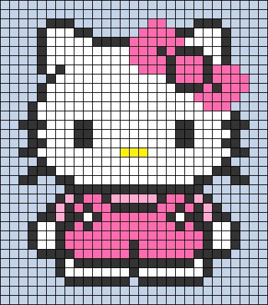 Alpha pattern #170858 | BraceletBook 8 Bit Hello Kitty, Hello Kitty Alpha Pattern, Hello Kitty Grid, Hello Kitty Cross Stitch, Checkered Paper, Pixel Grid, Melt Beads Patterns, Hello Kitty Crochet, Easy Pixel Art